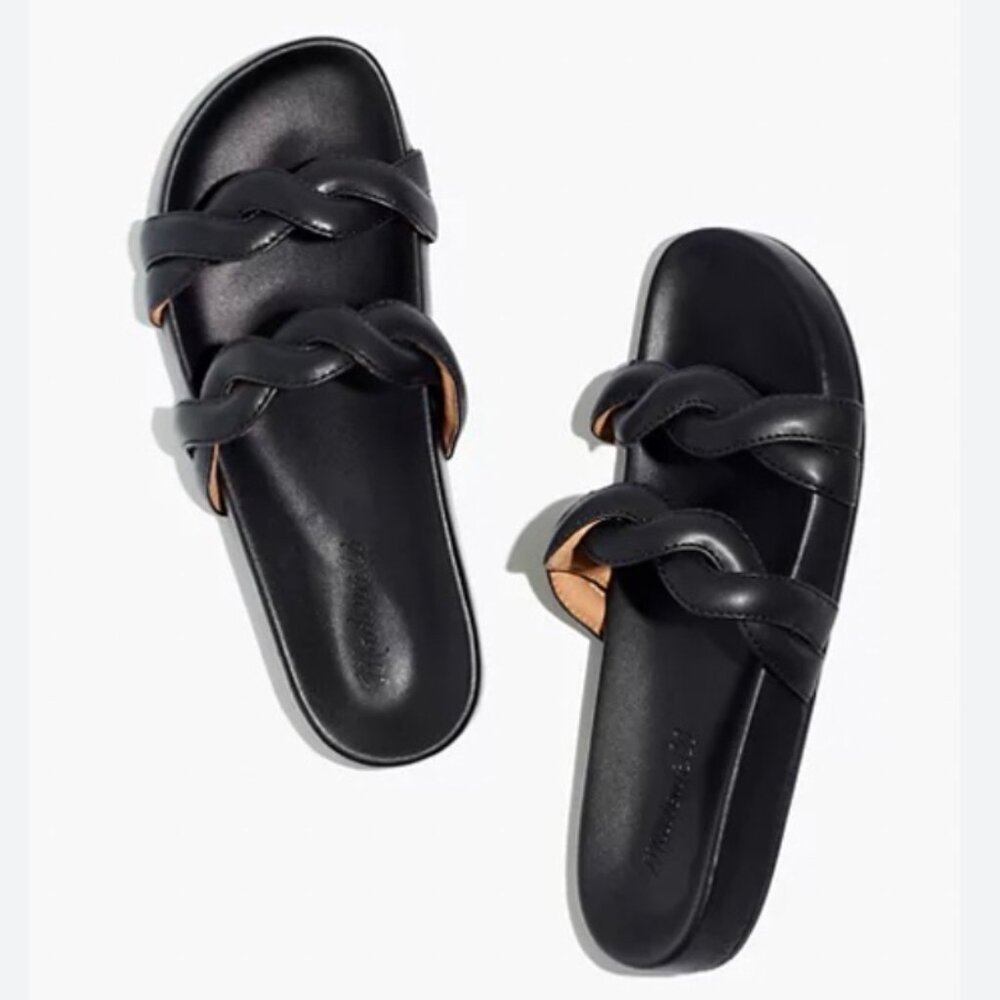 Madewell Black Braided Double-Strap Slide Sandals